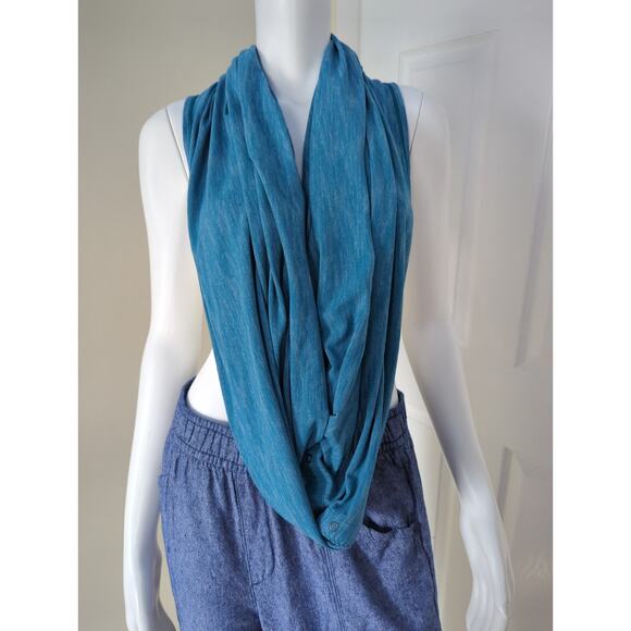 Lululemon Vinyasa Scarf Rulu Heathered Teal Button Snap Wrap One Size Stretch - Picture 9 of 12